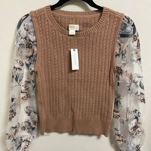 Maeve Contrast-Sleeve Sweater. Purchased from Anthropologie. Brand NEW with tags